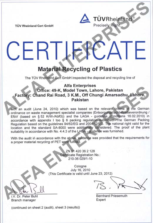 AQSIQ Pakistan Certificate